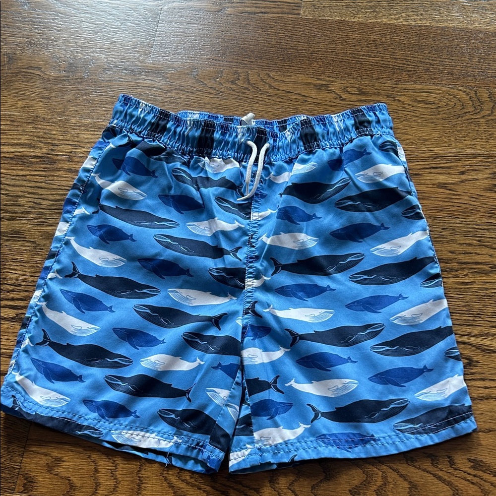 Janie and Jack Blue Whale Pattern Swim Trunks